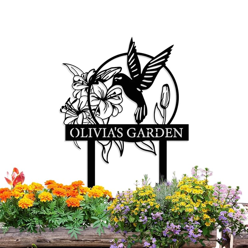 Personalized Garden Signs | Garden Stake Metal Sign | Custom Garden Sign | Customized Bird Garden Name Sign Yard Sign| Garden Signs Decorative Outdoor | Personalized Camping Gifts-Ruum Studio Home