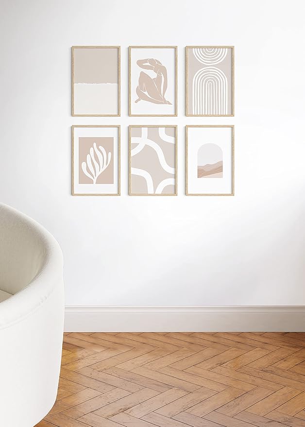 HAUS AND HUES Picture Frame, 12x18 inches, Beige, Set of 6, Wood, Gallery Wall Frame & Poster Frame-Ruum Studio Home