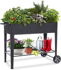 Raised Planter Box with Legs Outdoor Elevated Garden Bed On Wheels for Vegetables Flower Herb Patio-Ruum Studio Home