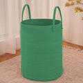 Large Woven Laundry Basket Hamper,80L Cotton Rope Storage Bin for Blankets,Toys and Clothes,Decorative Tall Nursery Hamper for Living Room,Baby Nursery,Bathroom and Bedroom,Dark Green-Ruum Studio Home