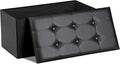 SUPER DEAL 30 inches Folding Ottoman with Storage, Bedroom Footrest Bench, Rectangle Sotrage Chest for Living Room Entryway, 30"x15"x15", 85L, Faux Leather, Black-Ruum Studio Home