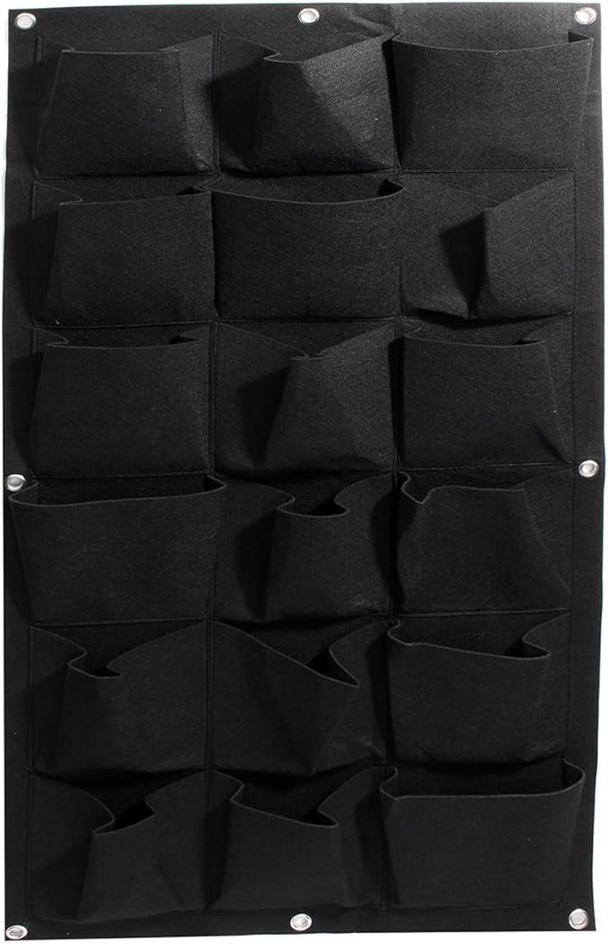 Ogrmar 18 Pockets Vertical Wall Garden Planter Plant Grow Bag for Flower Vegetable for Indoor/Outdoor (18 Pockets, Black)-Ruum Studio Home