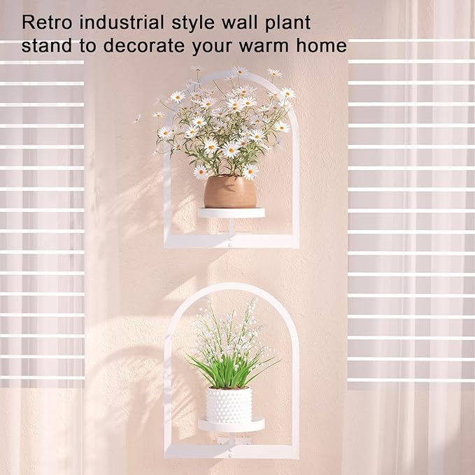 Wall Plant Holder, Wall Planter for Indoor Plants, Window Plant Shelves for Multiple Plants Indoor Outdoor, Framed Plant Holder for Home Decor (2 Pack)-Ruum Studio Home