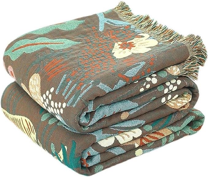 MSGKV 100% Cotton Throw Blanket for Couch Bed Sofa, Cotton Quilt Coverlet Reversible Mudcloth Throws, Soft Cozy Farmhouse Blankets 60''x 80'' Tiger Print Blanket for All Seasons-Ruum Studio Home