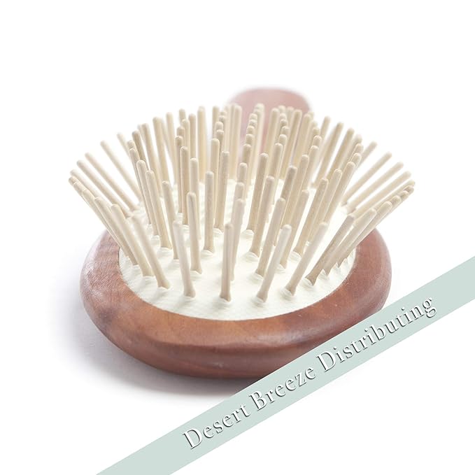 Desert Breeze Natural Wood Bristle Hair Brush, Gentle Scalp Massage, Pear Wood Handle, Made in Germany, For All Hair Types, Rounded Wooden Pins, Anti-Static-Ruum Studio Home