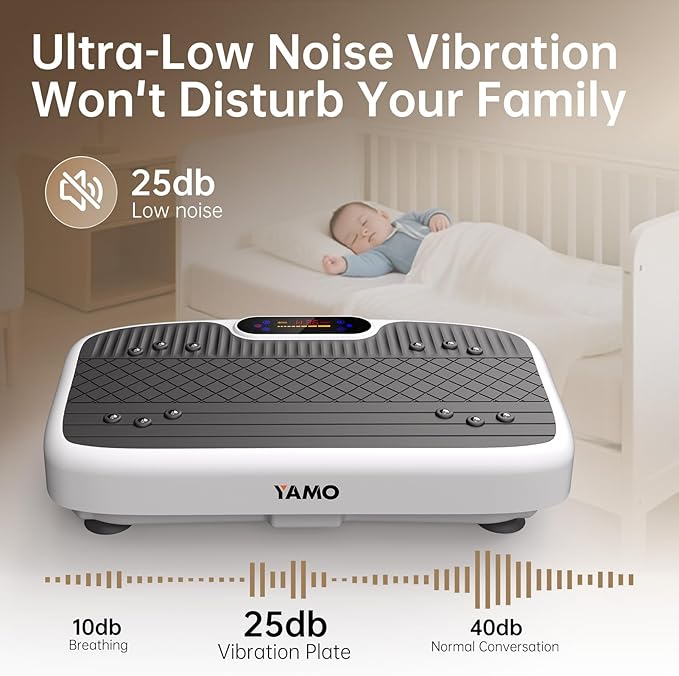 YAMO Vibration Plate Exercise Machine, Vibrating Plate for Lymphatic Drainage & Weight Loss, 350lbs Capacity Whole Body Shaking Workout Fitness Platform-Ruum Studio Home