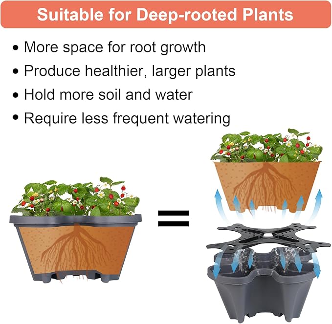 Vertical Planter 5 Tier Stackable Planters Garden Planters Strawberry Herb Flower and Vegetable Planter Indoor Outdoor Gardening Pots with Removable Wheels and Tools-Ruum Studio Home