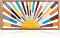 IARTTOP Large Boho Sun Wall Art Framed Wooden Art Wall Decor Rainbow Sun Rising On The Horizon Geometric Line Sunshine Wall Art for Living Room Bedroom Office 16"x32"-Ruum Studio Home