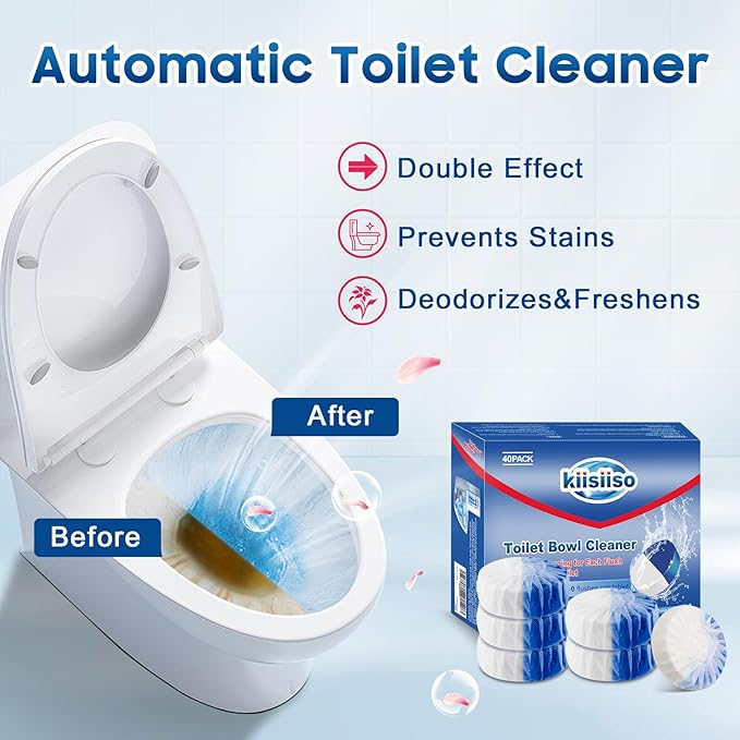 KIISIISO Toilet Bowl Cleaners 40 PACK,Long-Lasting Toilet Bowl Cleaner Tablets with Sustained-Release Technology Against Tough Stains,Automatic Toilet Cleaner for Deodorizing & Descaling-Ruum Studio Home