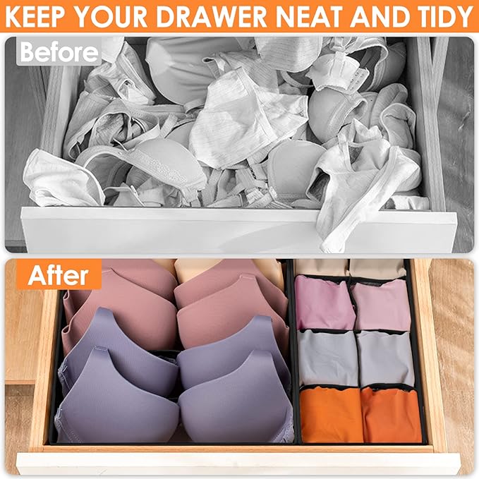 12 Pack Drawer Organizers, 116 Compartments Fabric Foldable Dresser Drawer Organizers for Clothing, Closet Organizers and Storage Bins for Clothes, Christmas Ornament Storage Boxes with Dividers-Ruum Studio Home