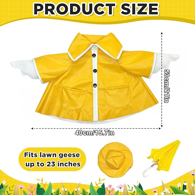 23 Inch Porch Goose Raincoat Outfit with Umbrella– Cement Goose Clothes for Porch Goose Statue, Waterproof Outdoor Goose Outfit for Lawn & Garden Decor-Ruum Studio Home