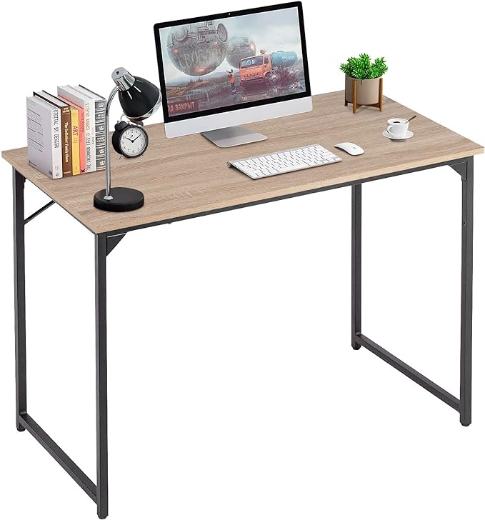 PayLessHere | 39 Inch Computer Desk | Nature | Office Desk with Metal Frame, Adjustable Feet | Water-Resistant, Scratchproof Surface | Sturdy Writing Table for Home Office or Study | Pack of 1-Ruum Studio Home