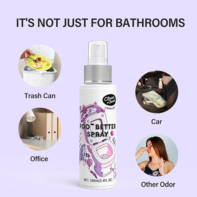 Clean-n-Fresh Toilet Spray for Poop, Lavender 6.8 Fl.Oz, Air Freshener Bathroom Spray, Odor Eliminator| Up to 400+ Uses-Ruum Studio Home