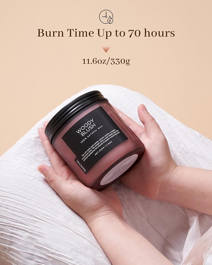 M&SENSE Rose Oudwood Scented Candle, 11.6oz 70 Hours Natural Soy Wax Long Lasting Slow Burning Candles, 2 Wick Relaxing Aromatherapy Gifts for Home Decor-Ruum Studio Home