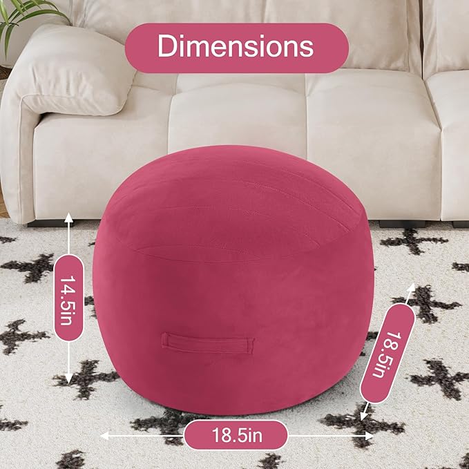 MeMoreCool Round Stuffed Pouf Ottoman Foot Rest, Floor Pouf Foot Stool with Soft Foam Chunk Filling, Small Round Ottoman Footstool Circle Footrest for Living Room-Ruum Studio Home