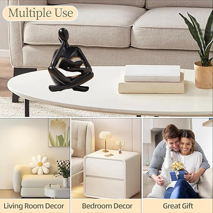 Bookshelf Decor Thinker Statue - Abstract Style Thinker Sculptures Modern Aesthetic Figurine Decoration Statues for Home Decor-Zuo Si-Black-Ruum Studio Home