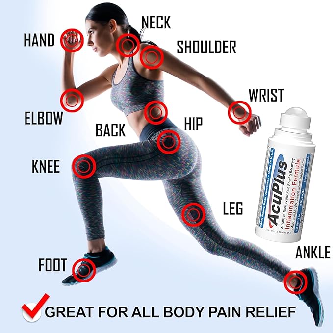 AcuPlus - Pain Relief Roll On - Topical Anti Inflammatory to Soothe Muscles & Joints - Arthritis Pain Reliever, Bursitis, Tendonitis Cream - TSA Compliant, Convenient Roll On - 3 fl. oz. (Pack of 3)-Ruum Studio Home