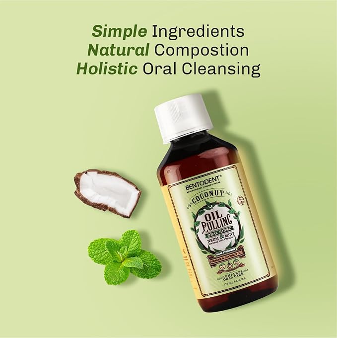 Bentodent Fluoride Free Mineral Toothpaste with Natural bentonite Clay, 100 g and Organic Coconut Sesame Oil Pulling with neem, 177ml for Fresh Breath and Teeth whitening, Vegan-Ruum Studio Home