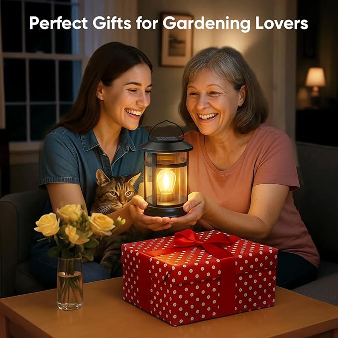 Solar Lanterns Outdoor Waterproof: 2 Pack Hanging Solar Lights for Outside Patio Porch Garden Tabletop Decor - Bright LED Warm White Solar Powered Lighting - 2025 Gardening Lovers Mom Gifts-Ruum Studio Home