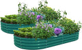 2 Pack 8x4x1FT Galvanized Raised Garden Bed Kit Oval Metal Ground Planter Box Outdoor Bottomless Planter Raised Beds for Vegetables Flowers Herbs Fruits, Green-Ruum Studio Home