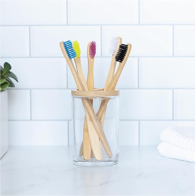 The Humble Co. Bamboo Toothbrushes (5pk) – Toothbrushes for Superior Oral Care, Dental Hygiene, and Gum Care, BPA Free (Soft Bristles)-Ruum Studio Home