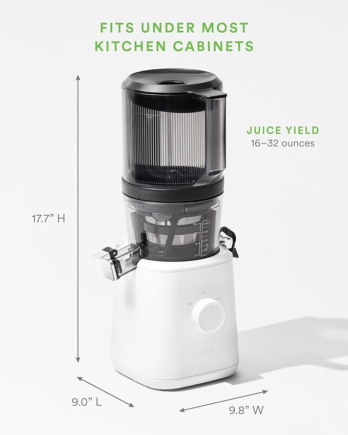 Nama J2 Cold Press Juicer – Self Feeding for Hands-Free Operation with Wide Mouth Hopper for Whole Recipe Loading, Zero Waste Masticating Juicer For More Juice, Less Pulp – Easy Cleanup & Assembly-Ruum Studio Home