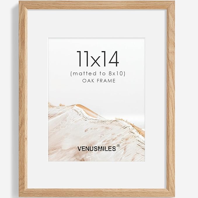 11x14 Picture Frame Natural Solid Oak Photo Frames with 8x10 Removable Mat Wall Hanging Large Handcrafted Frame with HD Plexiglass Wall and Tabletop Display Large Poster Frame-Ruum Studio Home