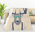 HGOD DESIGNS Deer Throw Blanket Deer Dressed up Like Cool Hipster Blanket Super Soft Flannel Throw Blanket Lightweight Plush Fuzzy Bed Blanket for Bedding Sofa and Travel 50"X60"-Ruum Studio Home