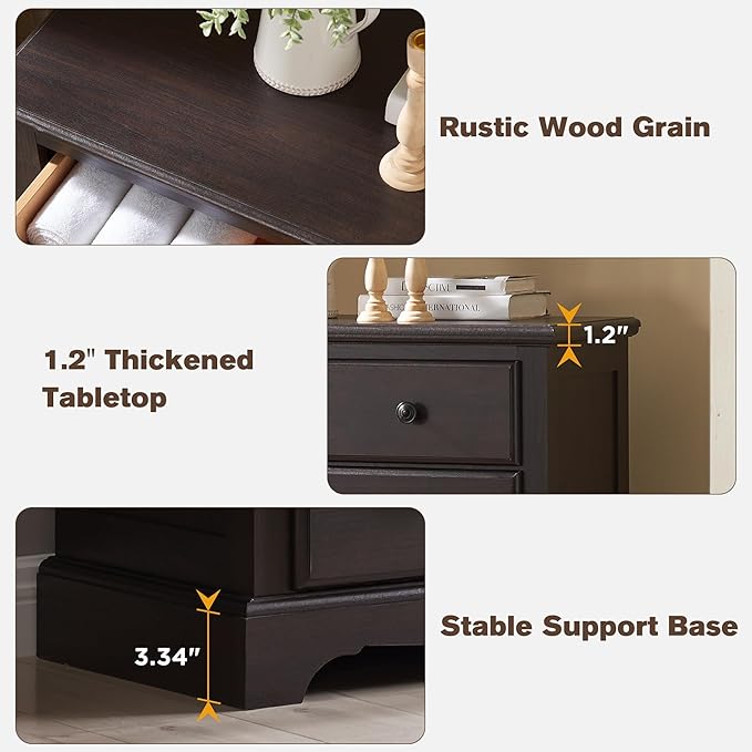 T4TREAM 7 Drawers Dresser Chests for Bedroom, Wood Vintage Chests of Drawers, Rustic Dressers Chset Organizer for Bedroom, Living Room, Hallway, Espresso-Ruum Studio Home