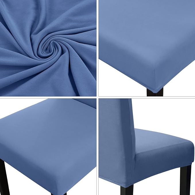JQinHome 6 Pcs Dining Chair Slipcover,High Stretch Removable Washable Chair Seat Protector Cover for Home Party Hotel Wedding Ceremony (Gray Blue)-Ruum Studio Home