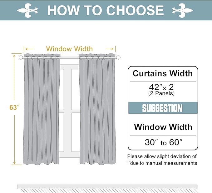 ChrisDowa Grommet Room Darkening Curtains for Bedroom and Living Room - 2 Panels Set Thermal Insulated Blackout Curtains (Greyish White, 42W x 63L)-Ruum Studio Home