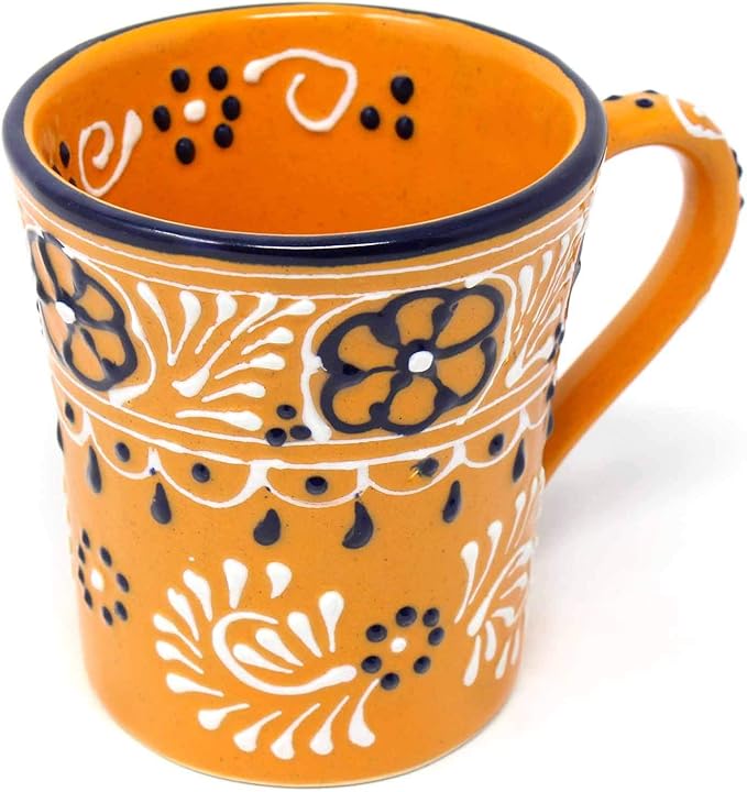 Encantada Handmade Hand-Painted Authentic Mexican Pottery Mugs (2-Pack, Mango)-Ruum Studio Home