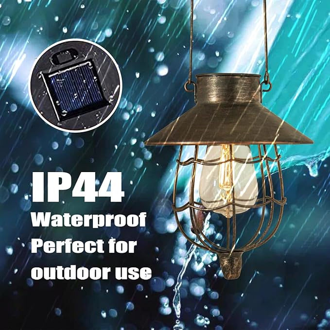 YAKii 6 Pack Solar Lantern Hanging Waterproof Outdoor Metal Solar Lamp with Warm White Light Decorate for Yard Garden Pathway Patio Porch (Antique Copper)-Ruum Studio Home