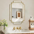 30x20 Inch Gold Bathroom Mirror, Wooden Frame with Scalloped Polished Beveled Glass, Modern Art Wall Decor for Vanity, Irregular Rectangle Mirror for Bedroom, Living Room, Fireplace & Entryway-Ruum Studio Home