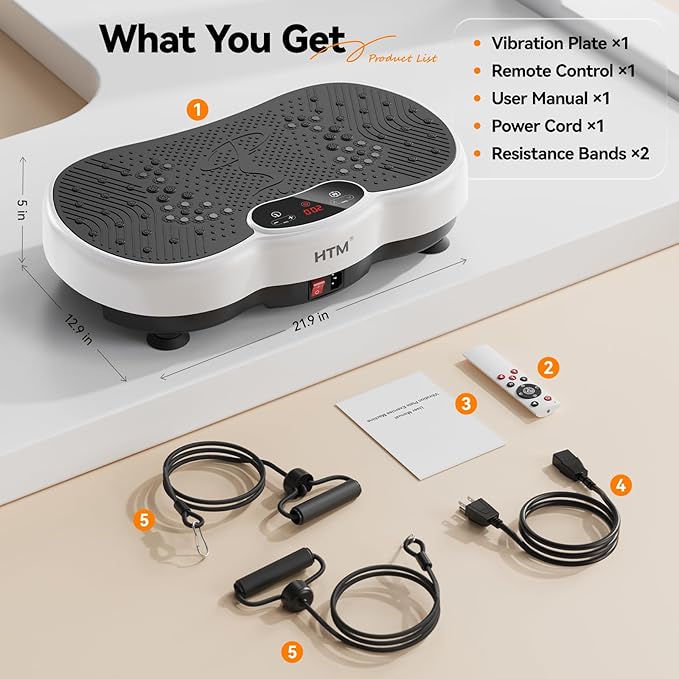 Vibration Plate Exercise Machine - 300 lbs Weight Capacity, 120 Speed Levels, 9 Workout Modes for Home Fitness, Muscle Toning & Weight Loss-Ruum Studio Home