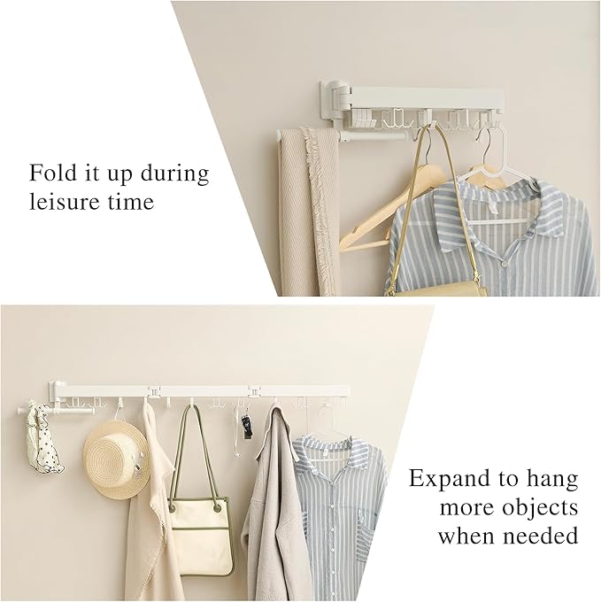 Wall Mounted Clothes Drying Rack,Drying Rack Clothing Wall Mount with Foldable Features(Tri-Fold),Space Saver,Wall Mounted Drying Rack for Laundry Balcony Bathroom (White)-Ruum Studio Home