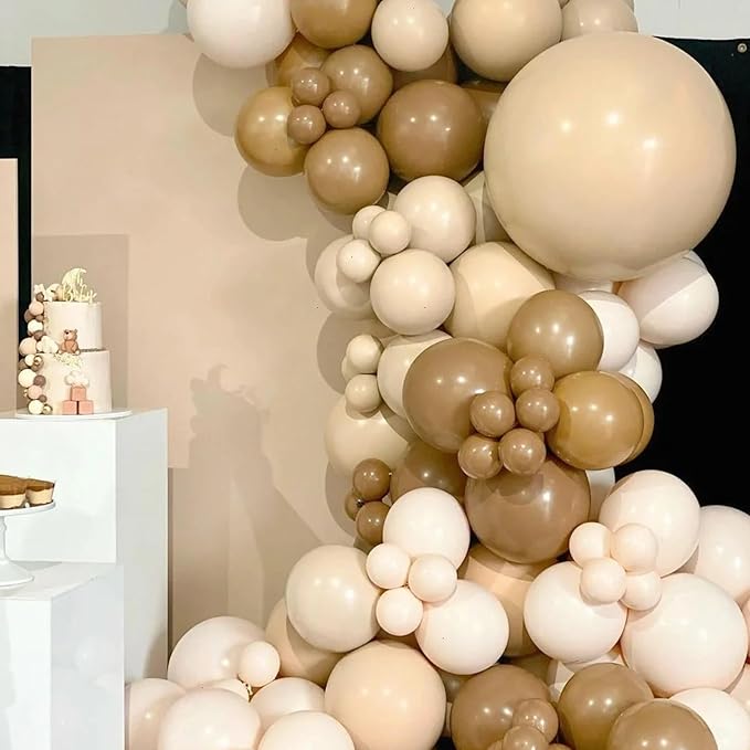130pcs Tan Balloons Different Sizes 18" 12" 10" 5" Light Brown Latex Balloon Garland Arch Kit for Birthday Baby Shower Graduation Wedding Gender Reveal Anniversary Party Decorations-Ruum Studio Home