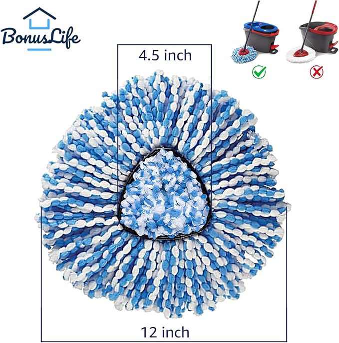 BonusLife 3-Pack Mop Head for O-Ceda RinseClean Spin Mop Refill 2-Tank System Only Easy Cleaning Microfiber Replacement-Ruum Studio Home