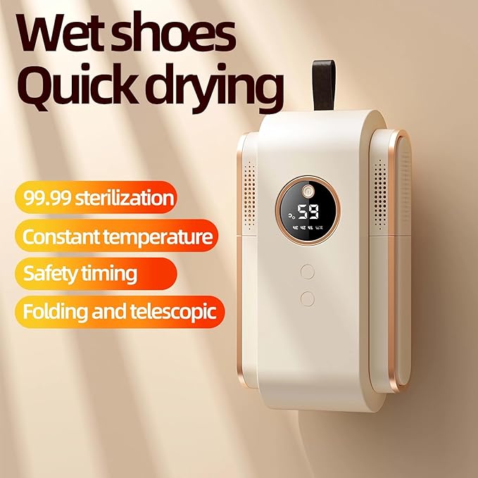 Shoe Dryer, Quick Drying Cleat Dryer with Smart Timer, Safe Shoe Deodorizer with Digital Display, Portable Foldable Boot Warmers for Home, Travel, Skiing and Holiday Gifts-Ruum Studio Home