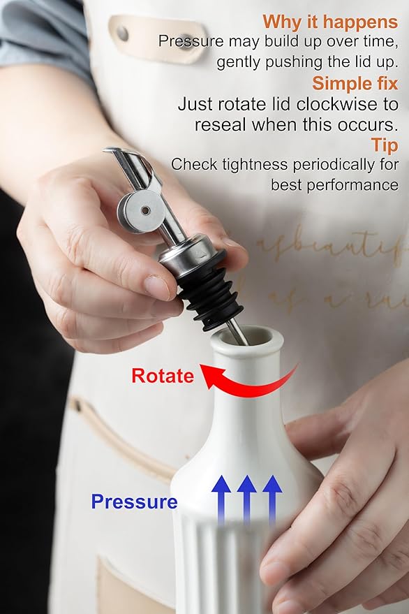 LYEOBOH Olive Oil Dispenser Bottle, Oil Dispenser for Kitchen, Ceramic Cooking Vinegar Dispensing Bottles with Spout, White-Ruum Studio Home