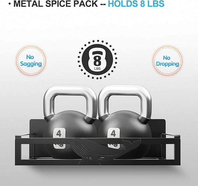Magnetic Spice Rack for Refrigerator, 4-Pack Metal Seasoning Organizer for Kitchen Storage Organization, Magnetic Shelf for Fridge Space Saving Spice Organizer, Black-Ruum Studio Home