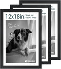 12x18 Poster Frame Set - 3 Pack, Textured Black Solid Wood with HD Tempered Glass, Wall Gallery Picture Photo Frame-Ruum Studio Home