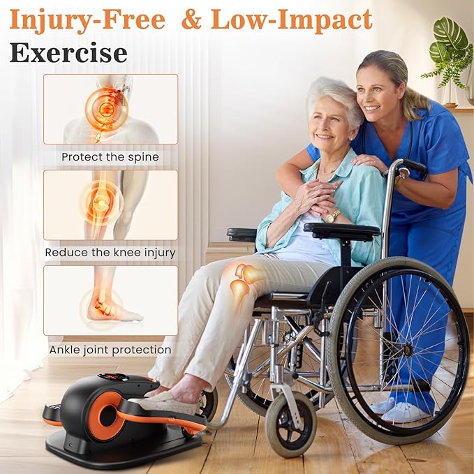 Under Desk Elliptical Machine, Ellipse Exerciser as Seen on TV for Seniors with Remote Control & 12 Adjustable Speeds, Elliptical Machine for Home-Ruum Studio Home