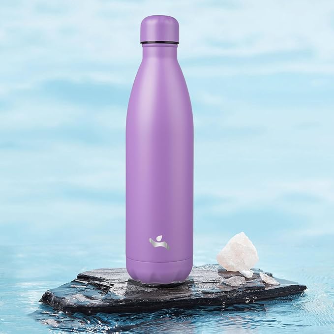 Insulated Water Bottles,25 oz Double Wall Stainless Steel Vacumm Metal Flask for Sports Travel,Lavender-Ruum Studio Home