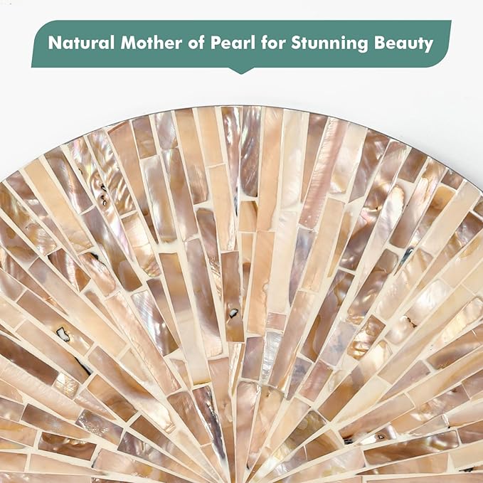 TEIPAI Boho Decorative Mirror for Living Room, 3PCS Handcrafted Mother of Pearl Mirror Wall Decor for Home Dorm Apartment Hallway Staircase, Mosaic Art Plates for Wedding Decoration (Dark Brown)-Ruum Studio Home