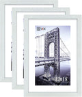 VCK 12x18 Inch Solid Wood Poster Frames with Wall Mounting Hanging Picture Frame Set of 3 White-Ruum Studio Home
