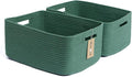 Large Storage Baskets for Shelves, Closet Organizers Bins for Clothes Blanket Towels, Baby Nursery, Toy Baskets Box, Woven Rope Baskets, 17 x 13 x 7.5”, 2 Packs Green-Ruum Studio Home