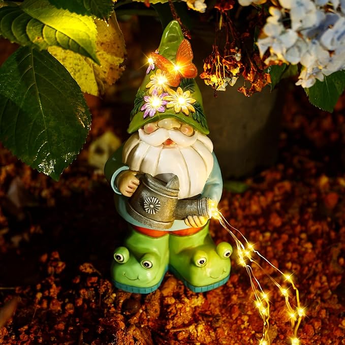 Solar Watering Can Gnome Light Waterproof - Funny Gnome Mother' s Day Gifts for Mom Women Solar Outdoor LED Lights Resin Large Garden Gnomes Statues Decor Lantern Figurines Decorations Indoor Porch-Ruum Studio Home