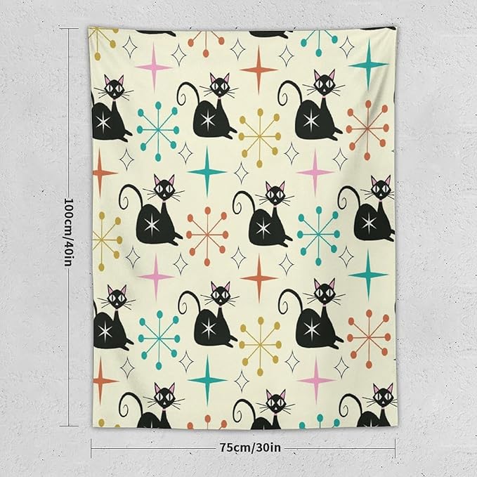 ICMOLYYENLO Abstract Cat Tapestry, Medieval Abstract Atomic Star Cat Vintage Home Wall Hanging Art Tapestry for Bedroom Living Room Dormitory 60x80 Inch-Ruum Studio Home