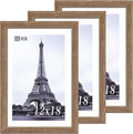 VCK 12x18 Frame 3 Pack - Brown Walnut, Natural Textured Solid Wood Poster Picture Frame, Wall Gallery Frame-Ruum Studio Home